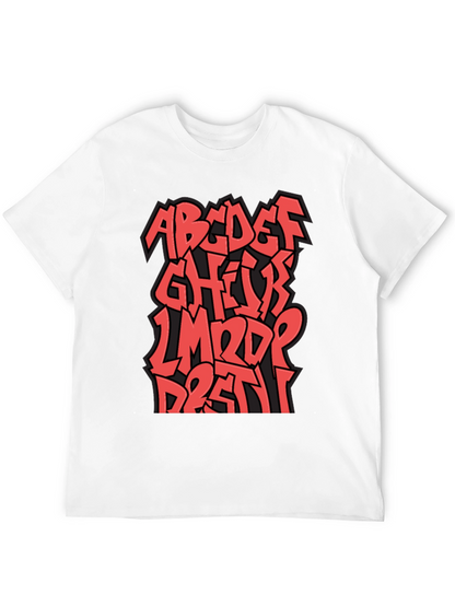 Camiseta Negra con Diseño Alfabeto Graffiti Rojo