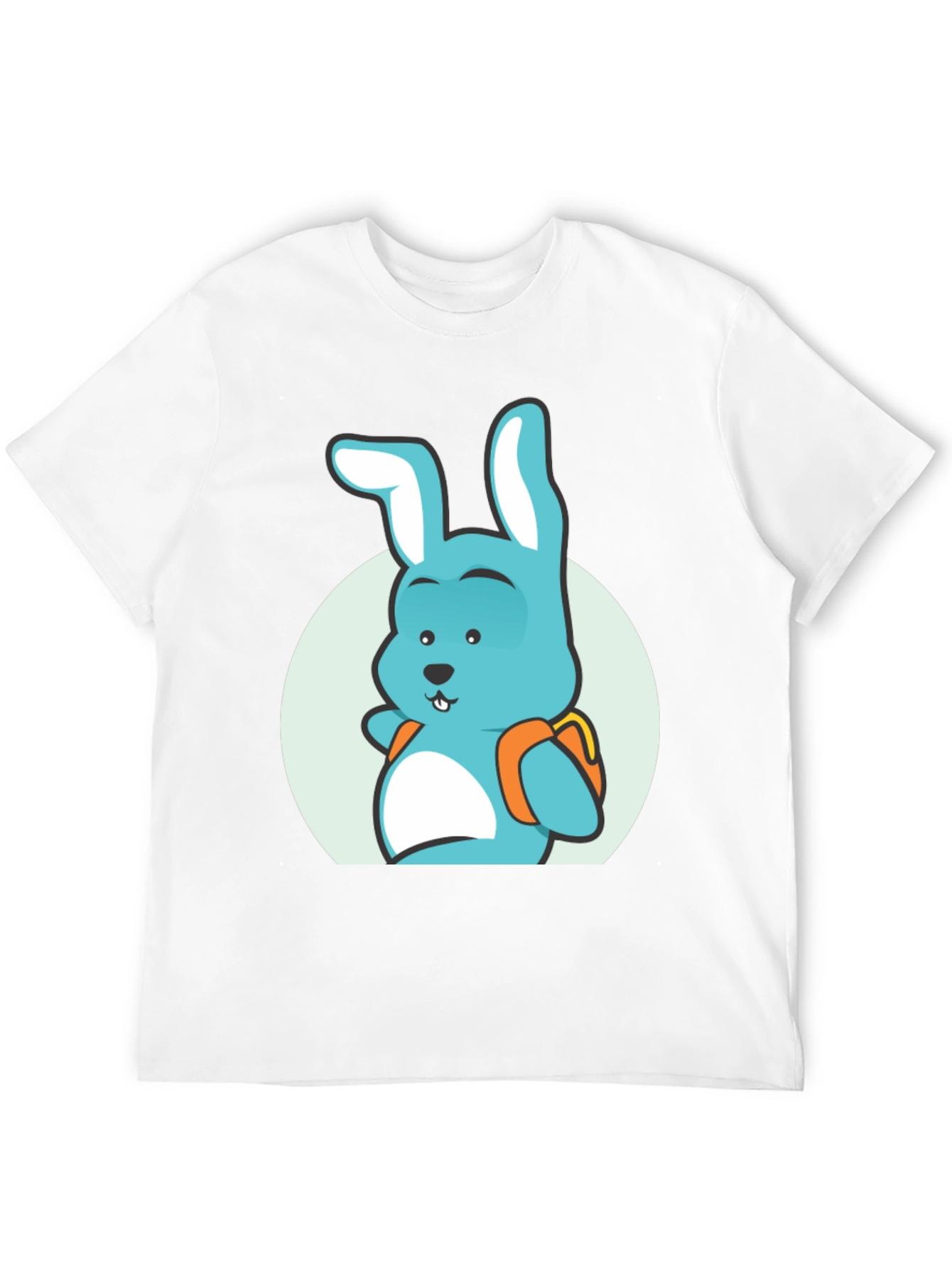 Camiseta Negra con Diseño de Conejo Mochilero