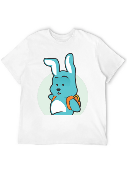 Camiseta Negra con Diseño de Conejo Mochilero