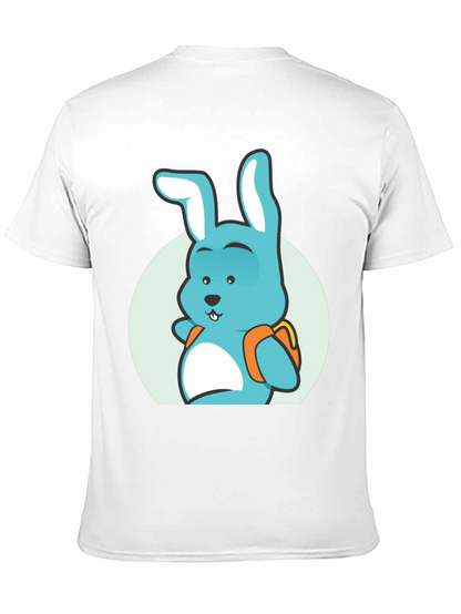 Camiseta Negra con Diseño de Conejo Mochilero