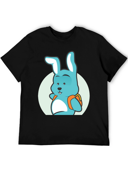 Camiseta Negra con Diseño de Conejo Mochilero