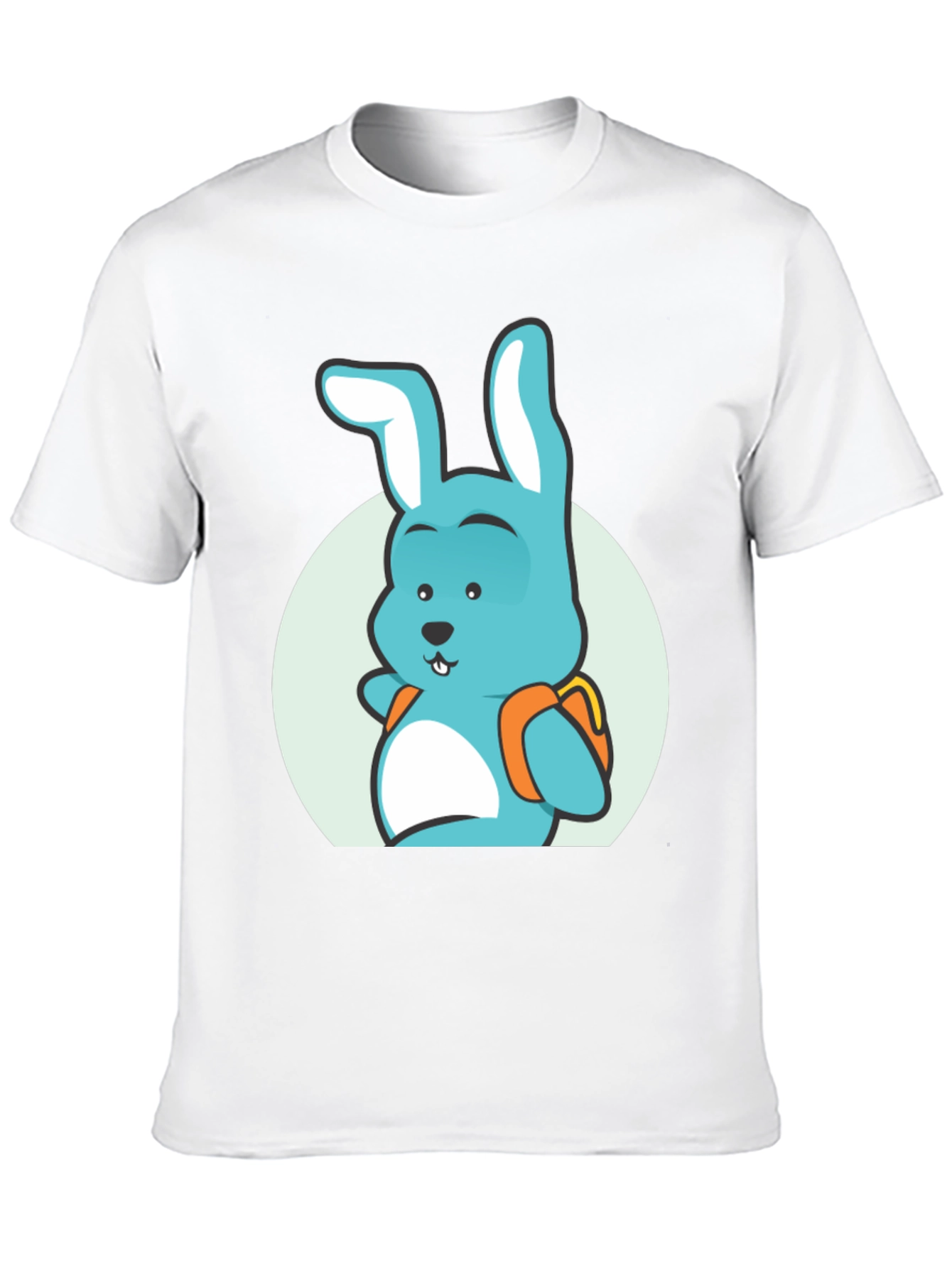 Camiseta Negra con Diseño de Conejo Mochilero