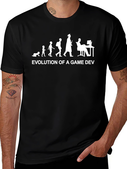 Camiseta Negra Evolución Game Dev Algodón