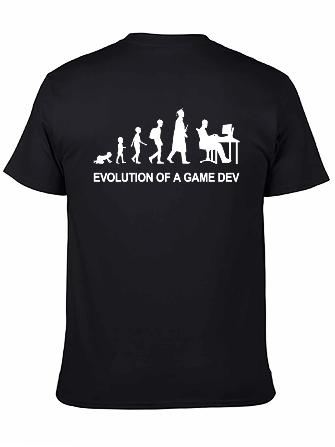 Camiseta Negra Evolución Game Dev Algodón