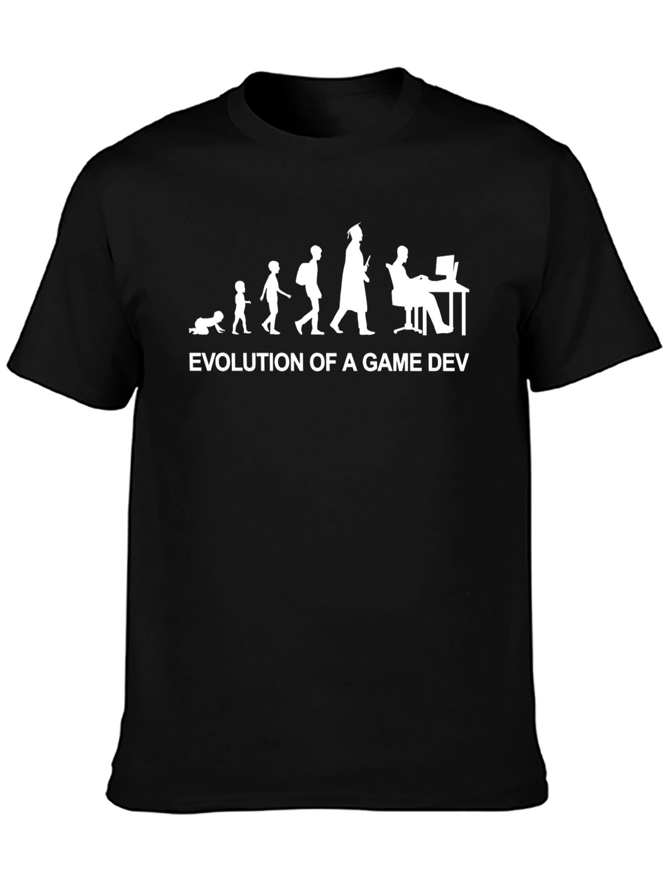 Camiseta Negra Evolución Game Dev Algodón