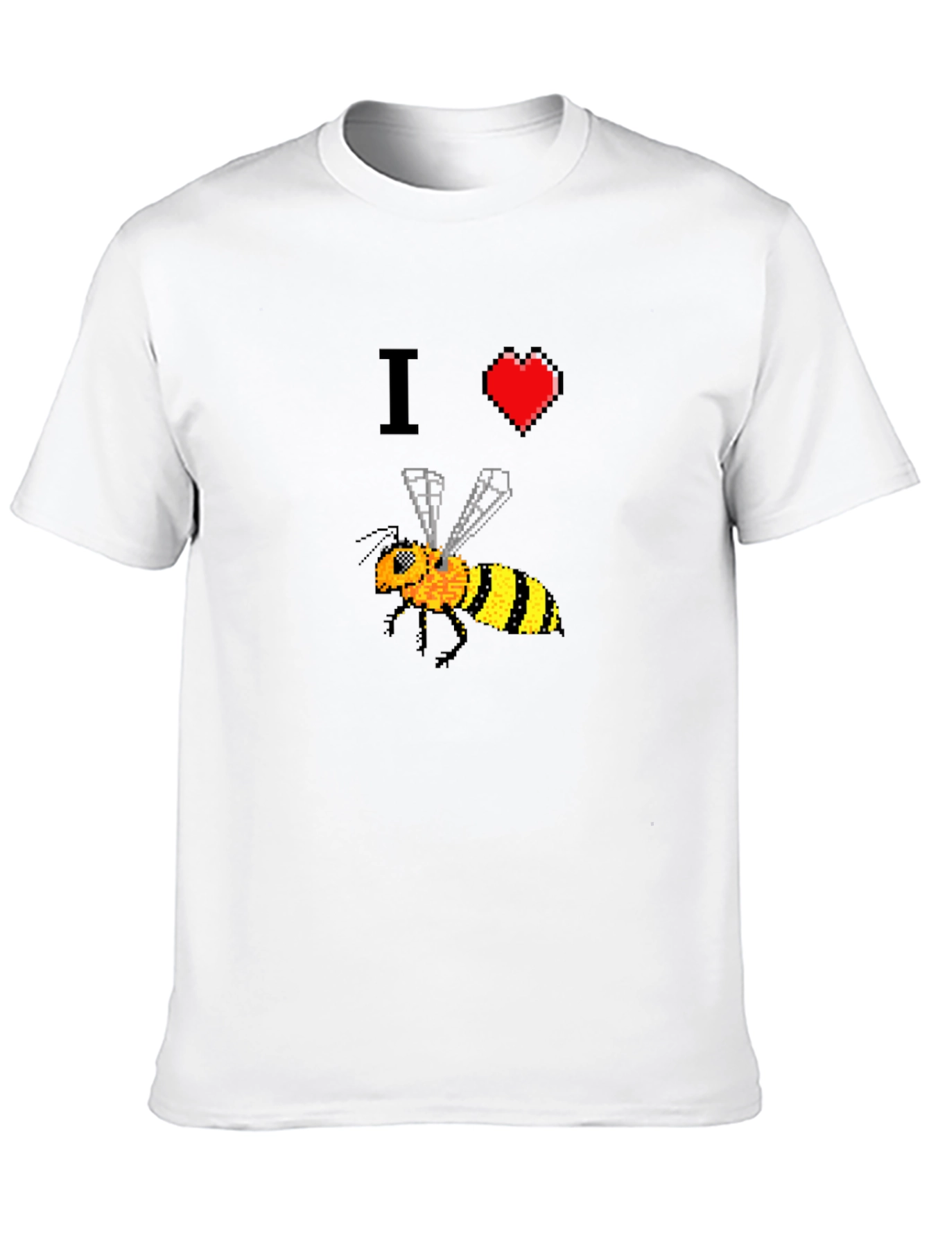 Camiseta Negra con Diseño Abeja Pixelada I ❤️ Bees