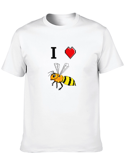 Camiseta Negra con Diseño Abeja Pixelada I ❤️ Bees