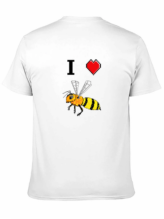 Camiseta Negra con Diseño Abeja Pixelada I ❤️ Bees
