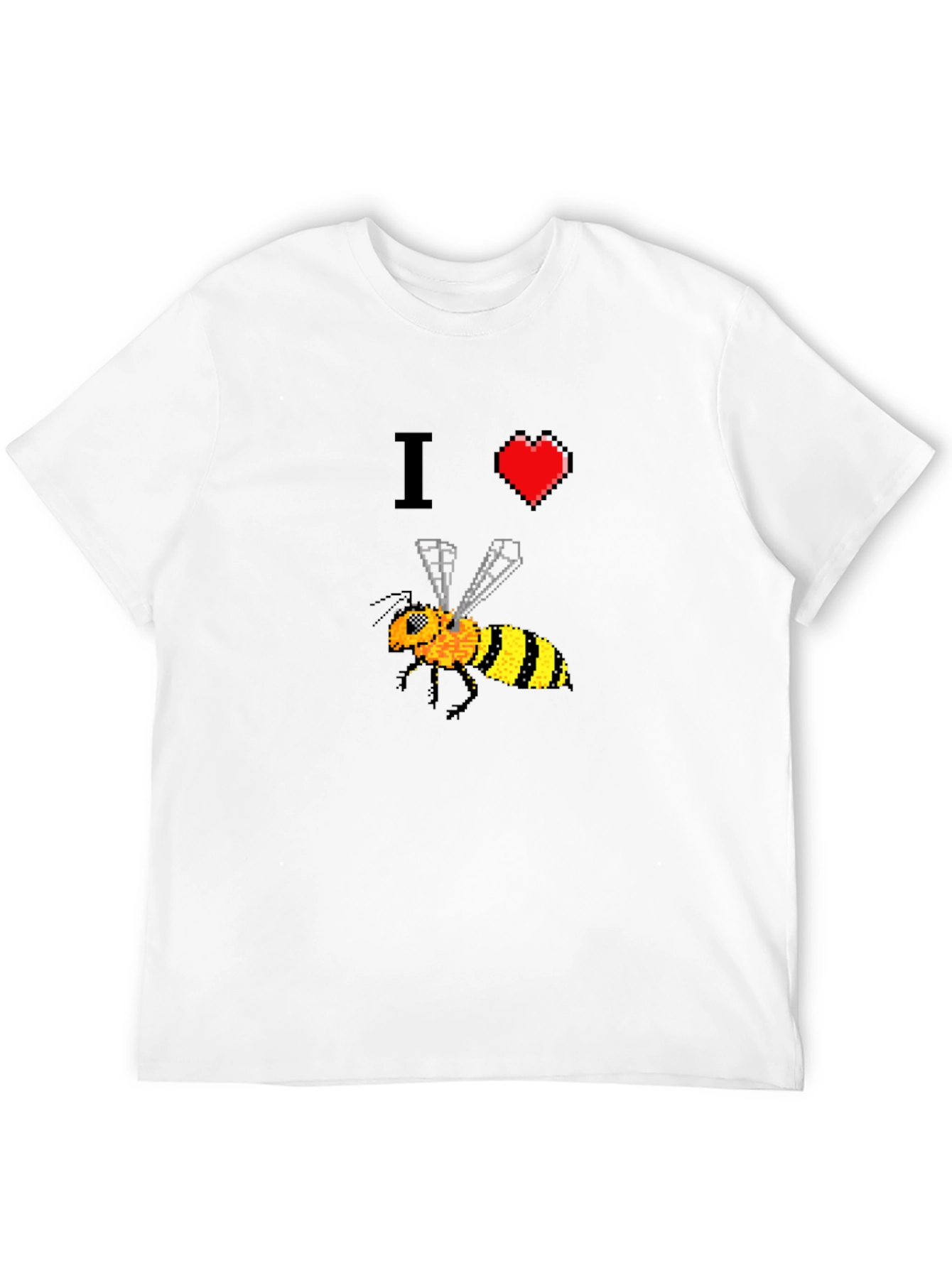 Camiseta Negra con Diseño Abeja Pixelada I ❤️ Bees
