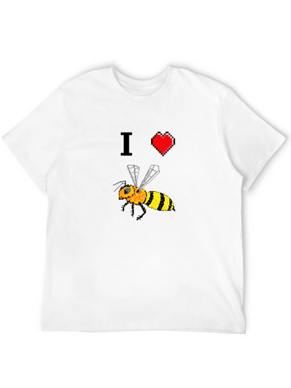 Camiseta Negra con Diseño Abeja Pixelada I ❤️ Bees