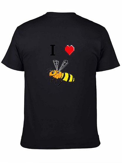 Camiseta Negra con Diseño Abeja Pixelada I ❤️ Bees