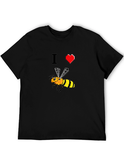 Camiseta Negra con Diseño Abeja Pixelada I ❤️ Bees