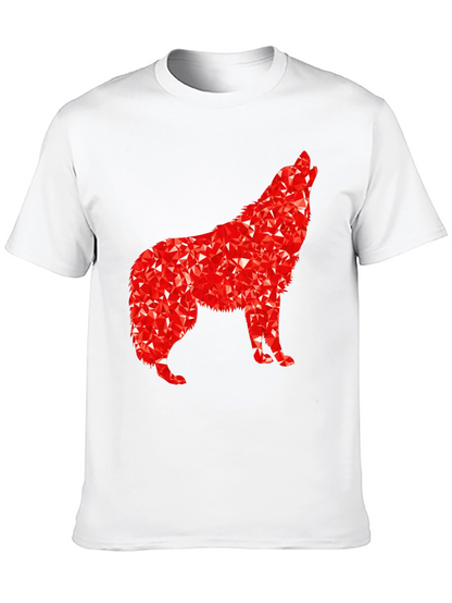 Camiseta Negra con Lobo Rojo Abstracto