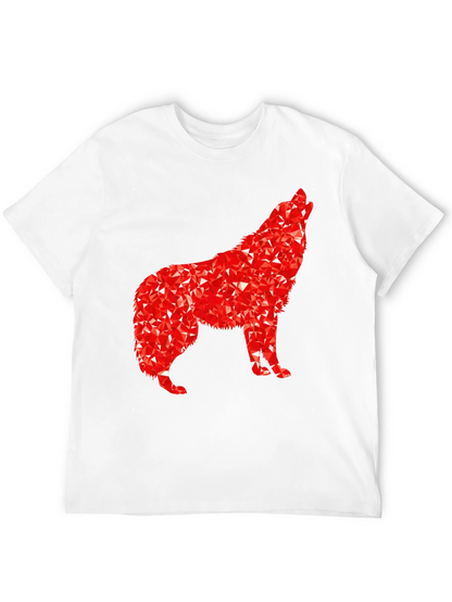 Camiseta Negra con Lobo Rojo Abstracto