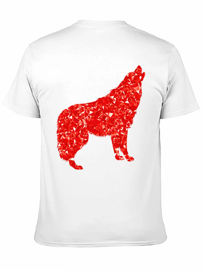 Camiseta Negra con Lobo Rojo Abstracto