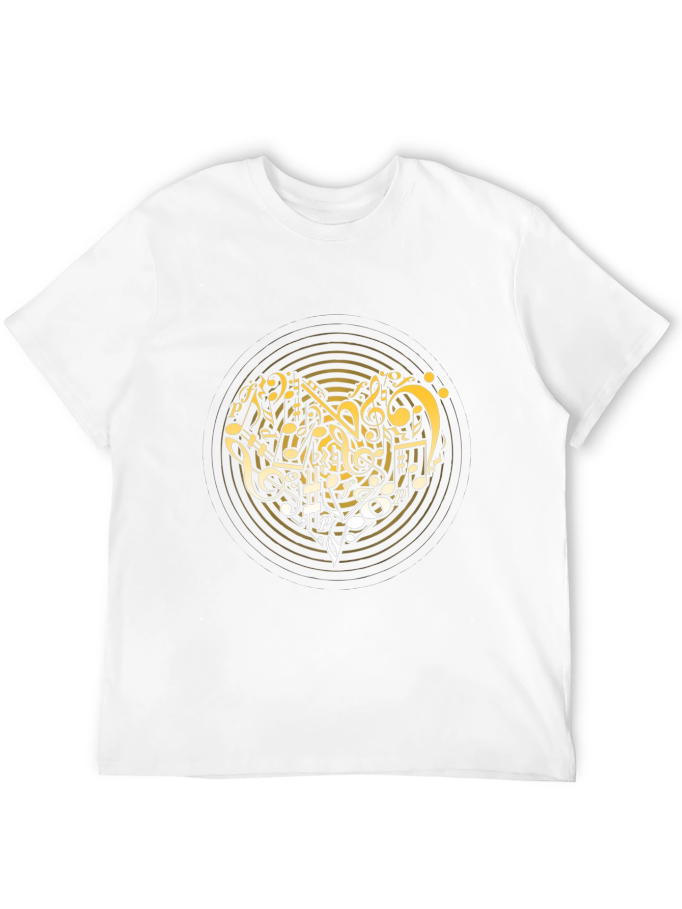 Camiseta Negra con Diseño Musical Dorado