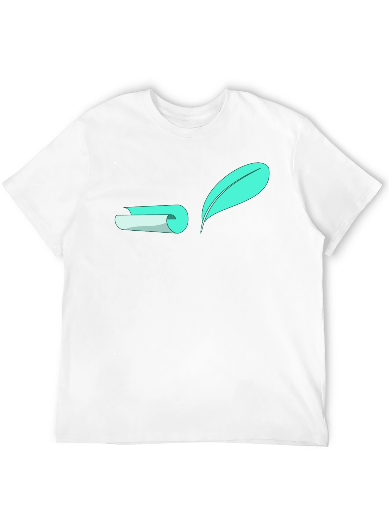 Camiseta Negra con Diseño de Pluma y Rollo