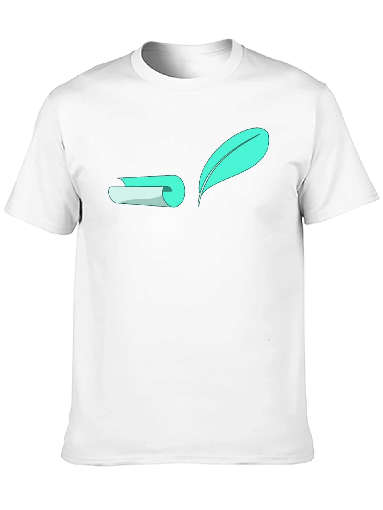 Camiseta Negra con Diseño de Pluma y Rollo