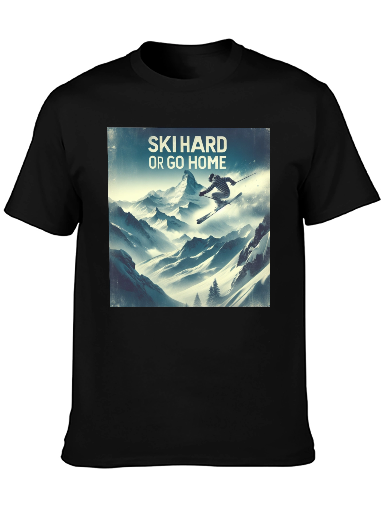 Camiseta Negra Ski Hard or Go Home