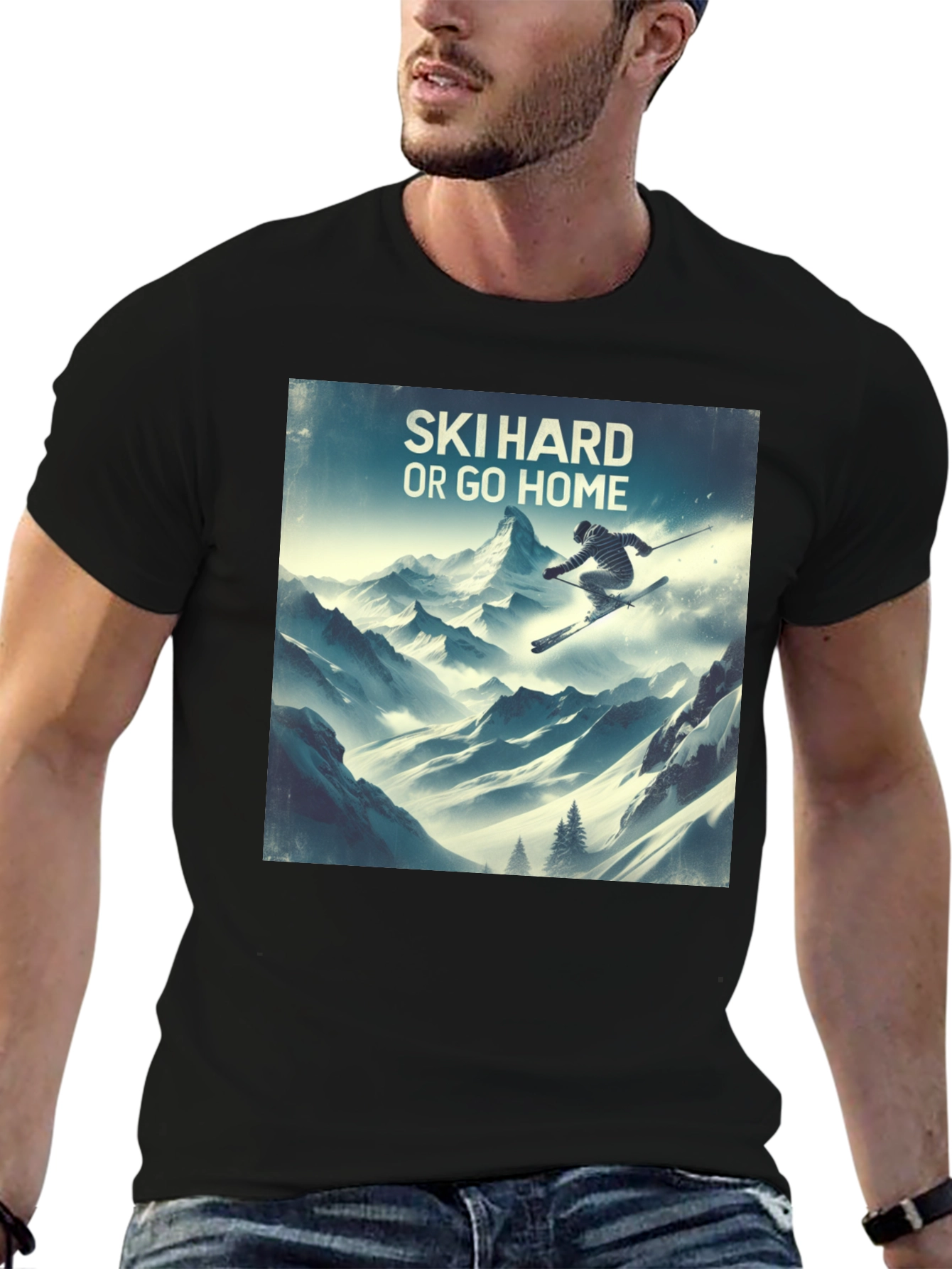 Camiseta Negra Ski Hard or Go Home