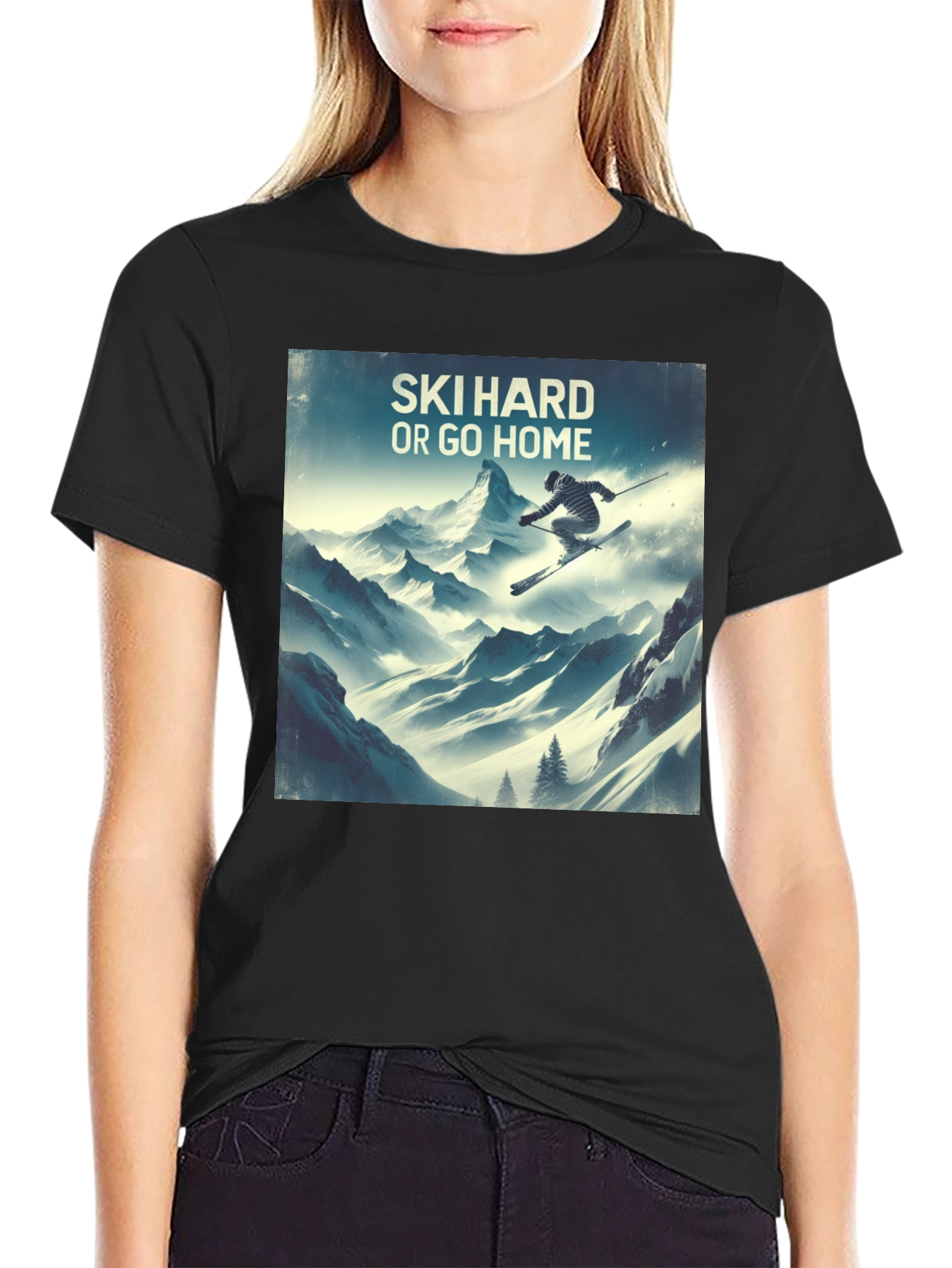 Camiseta Negra Ski Hard or Go Home