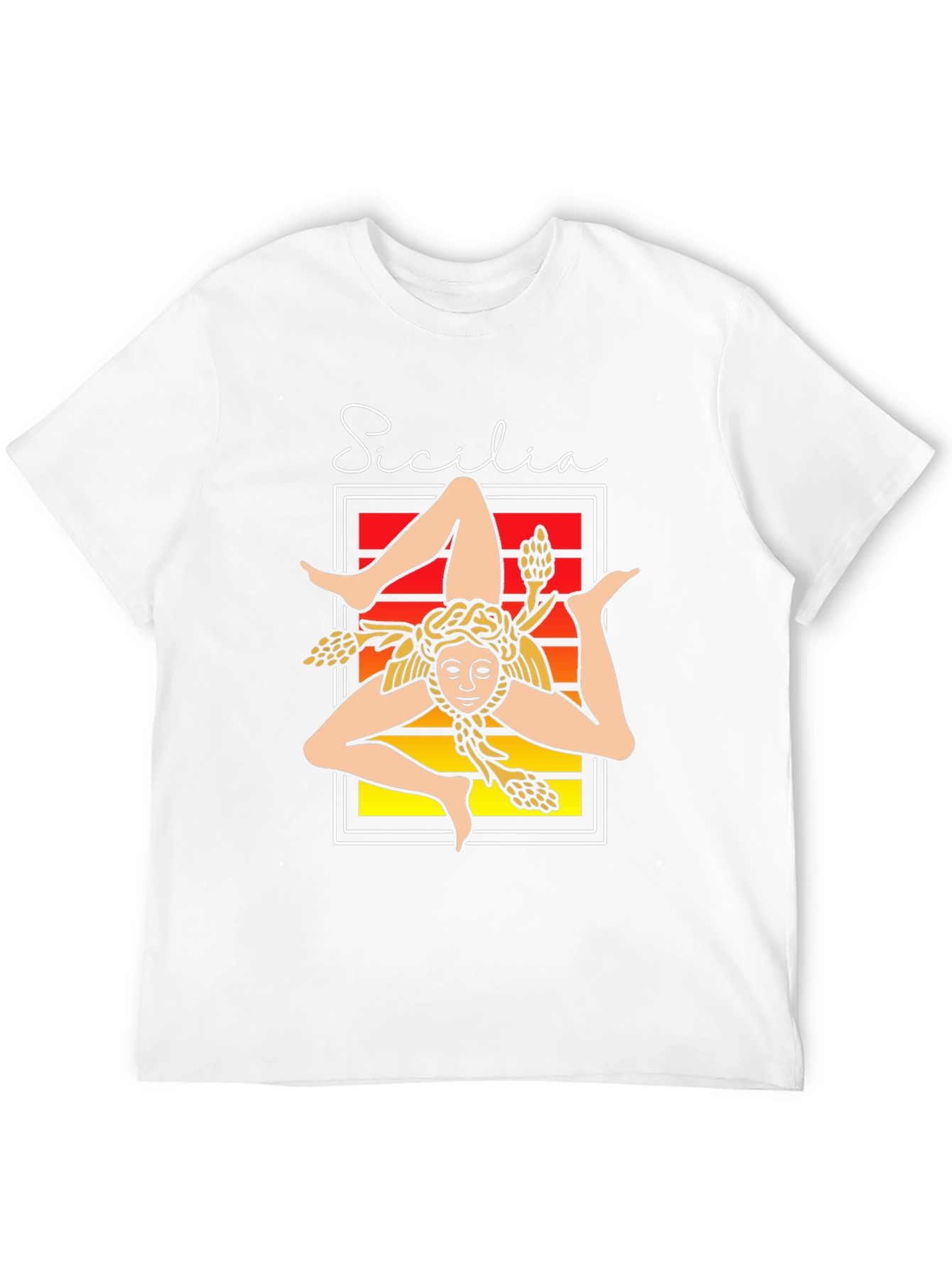 Camiseta Negra Sicilia Trinacria Diseño Único