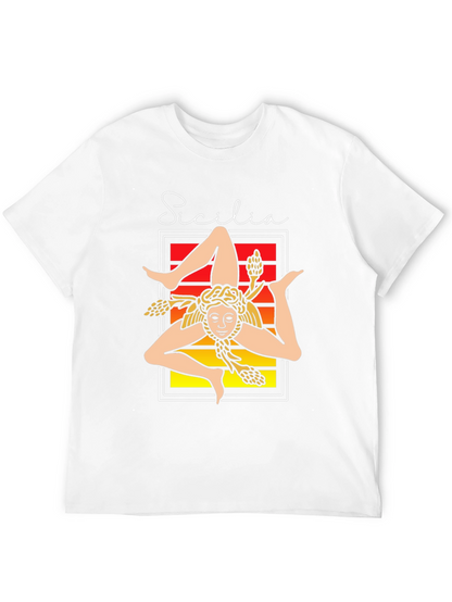 Camiseta Negra Sicilia Trinacria Diseño Único