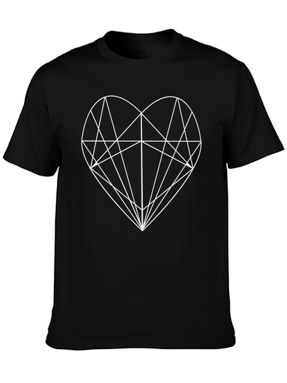 Camiseta Negra Hombre Diseño Corazón Geométrico