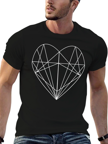 Camiseta Negra Hombre Diseño Corazón Geométrico