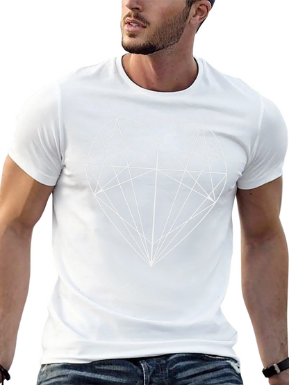Camiseta Negra Hombre Diseño Corazón Geométrico