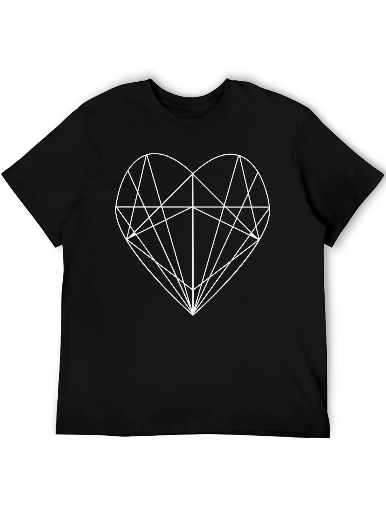 Camiseta Negra Hombre Diseño Corazón Geométrico