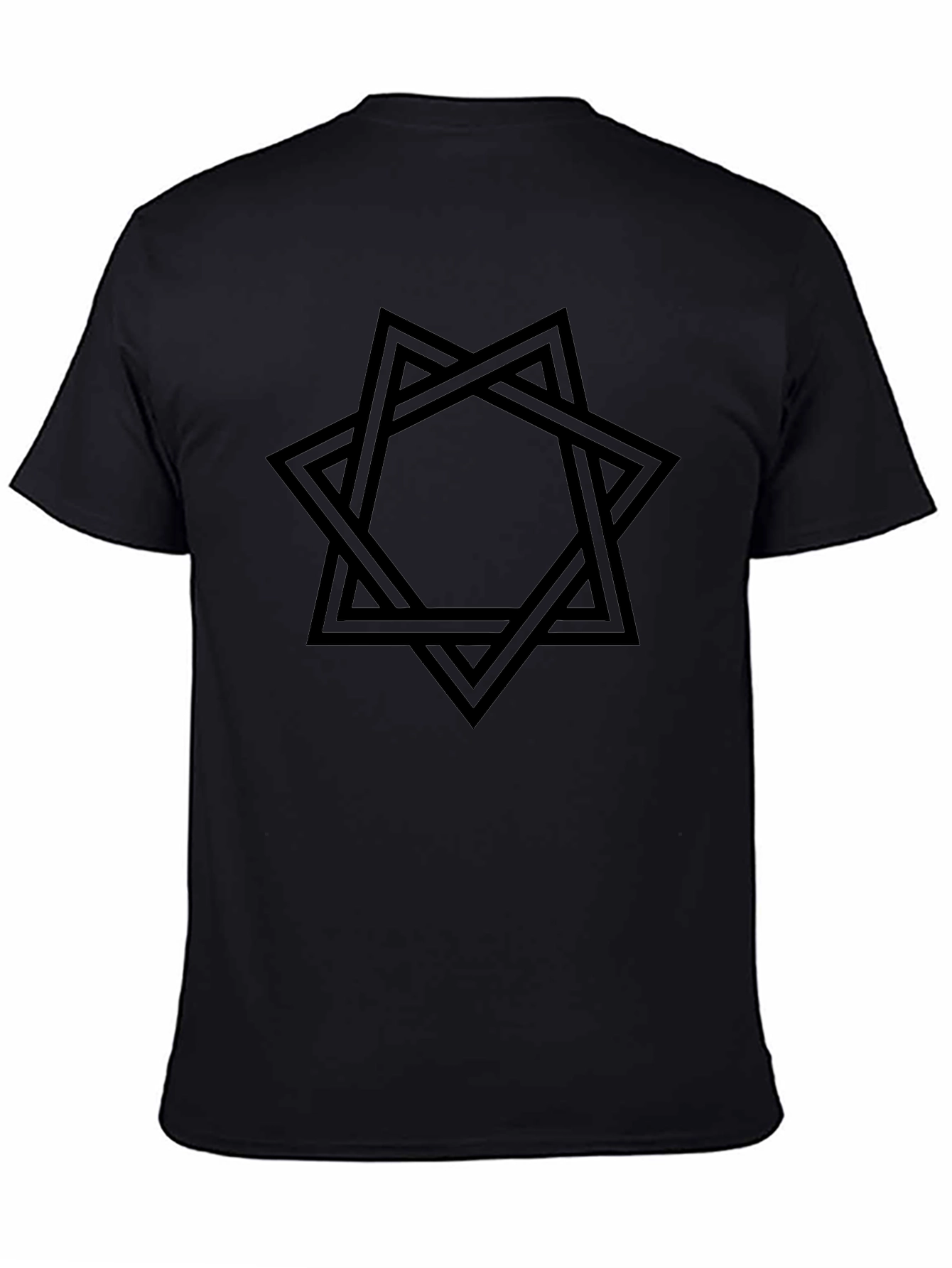Camiseta Negra Hombre Diseño Estrella Entrelazada