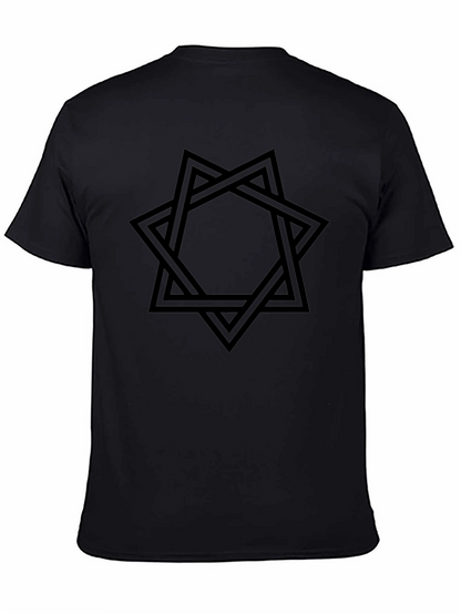 Camiseta Negra Hombre Diseño Estrella Entrelazada
