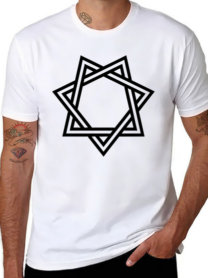 Camiseta Negra Hombre Diseño Estrella Entrelazada