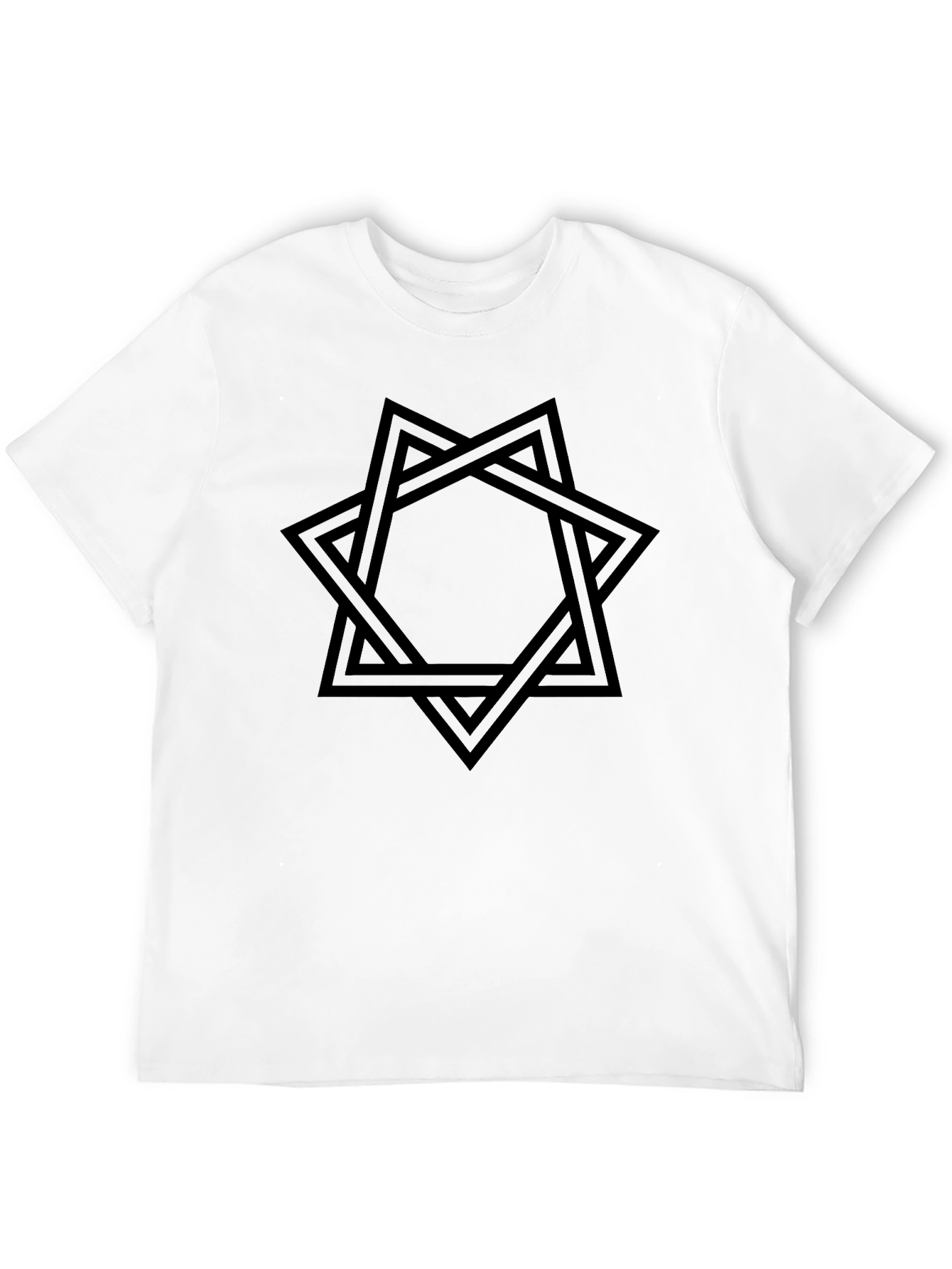 Camiseta Negra Hombre Diseño Estrella Entrelazada