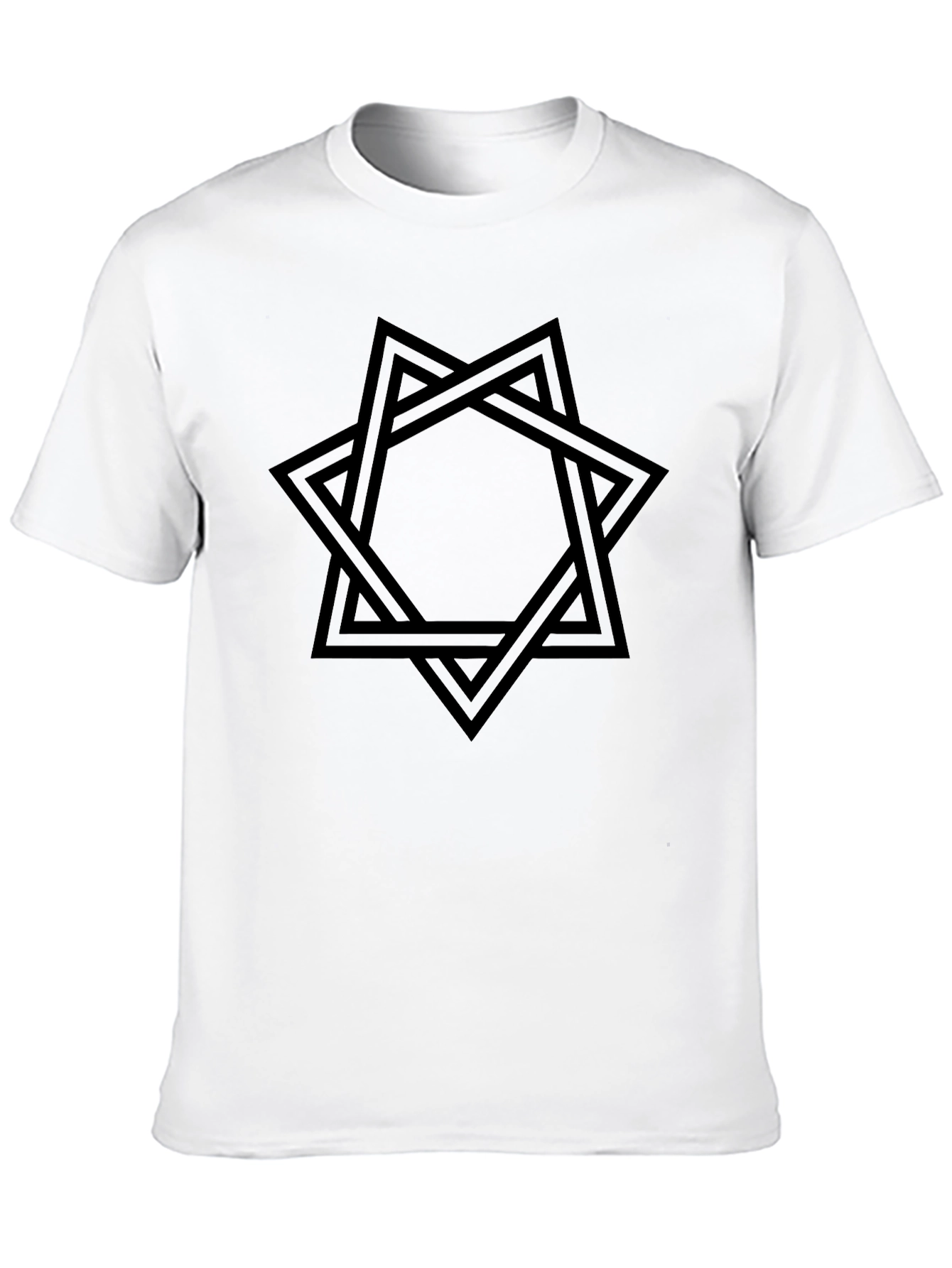 Camiseta Negra Hombre Diseño Estrella Entrelazada