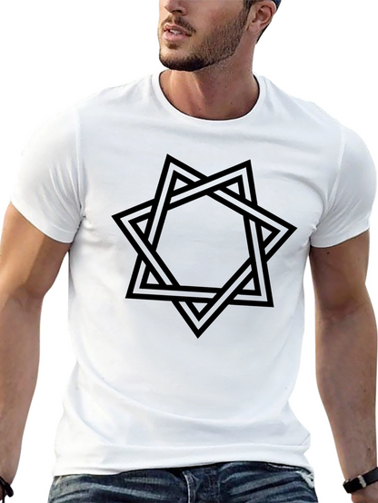 Camiseta Negra Hombre Diseño Estrella Entrelazada