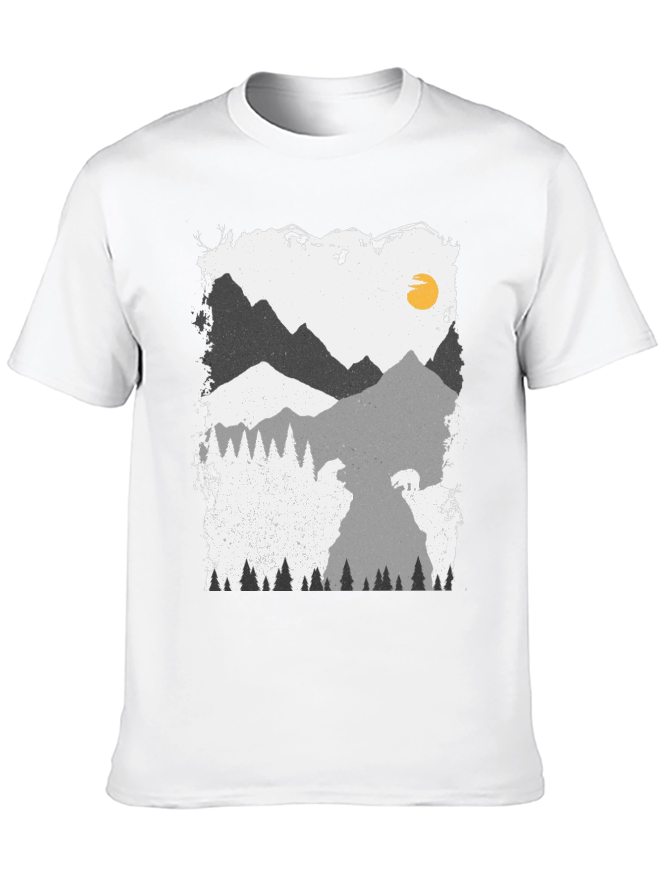 Camiseta Negra con Diseño de Montaña y Oso