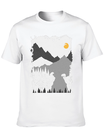 Camiseta Negra con Diseño de Montaña y Oso
