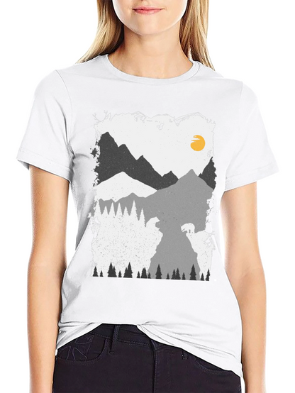 Camiseta Negra con Diseño de Montaña y Oso