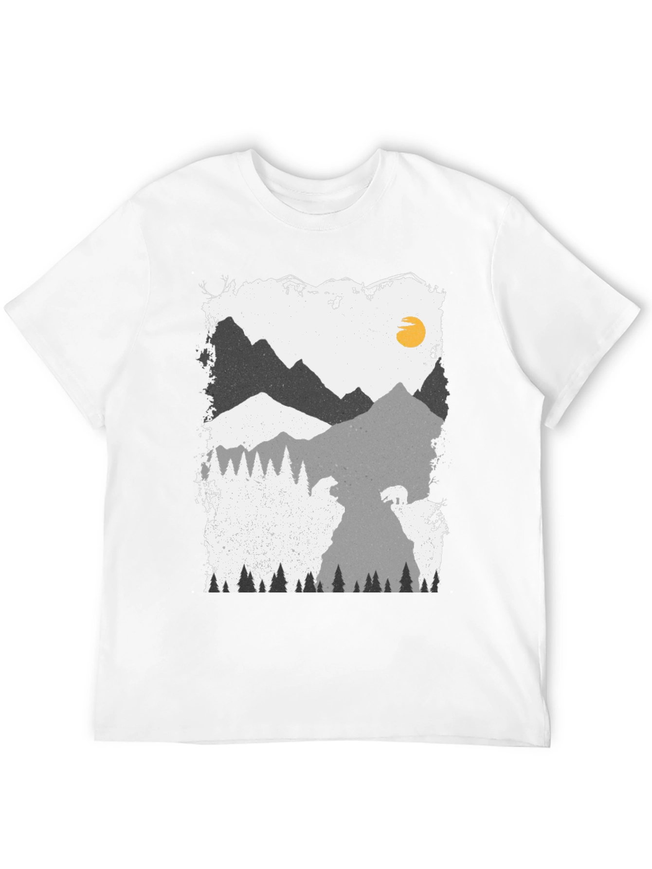 Camiseta Negra con Diseño de Montaña y Oso