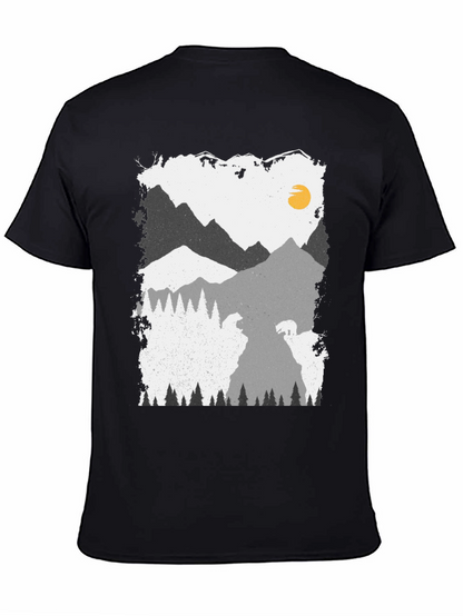 Camiseta Negra con Diseño de Montaña y Oso