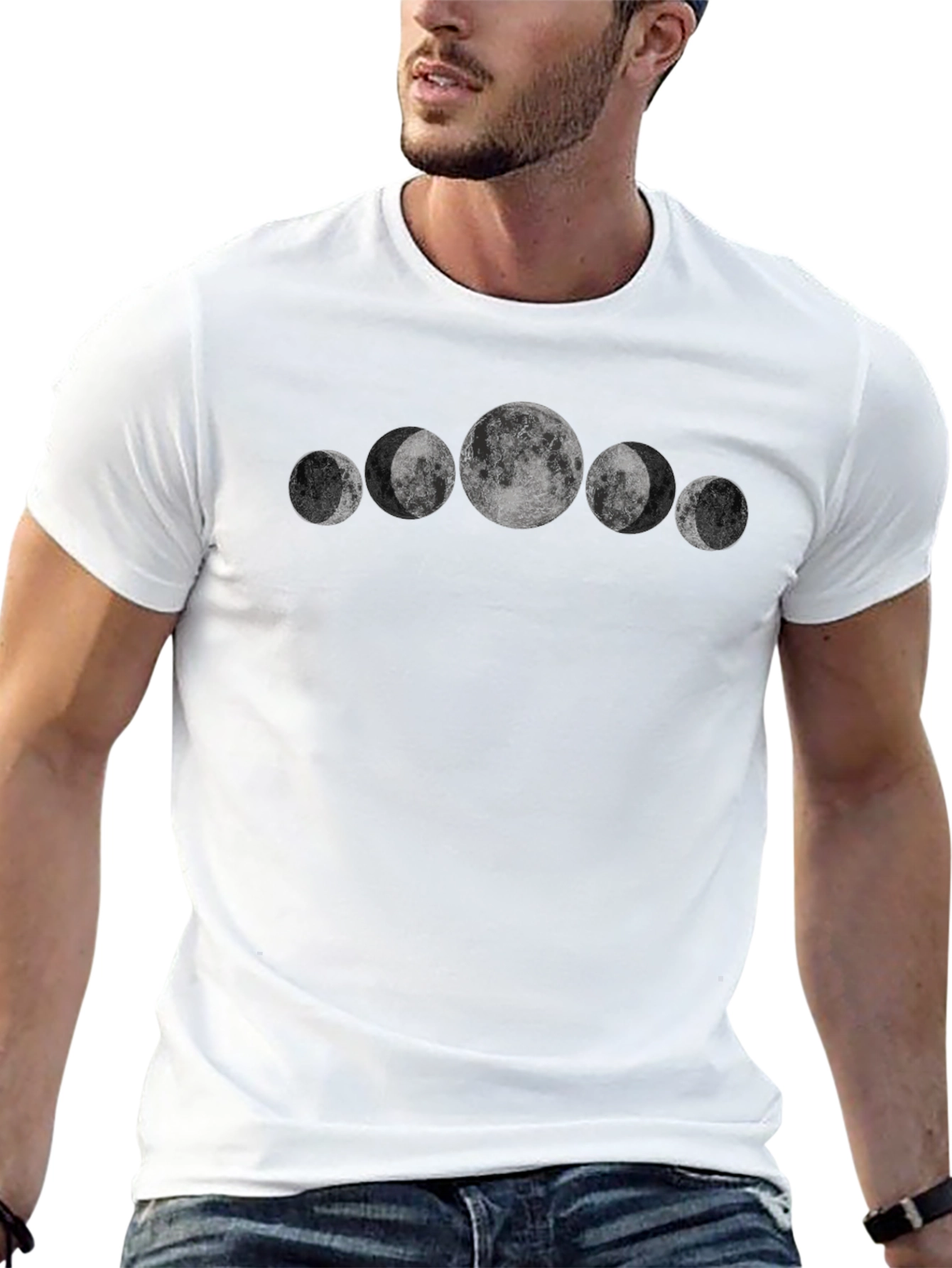 Camiseta Negra Fases Lunares Hombre