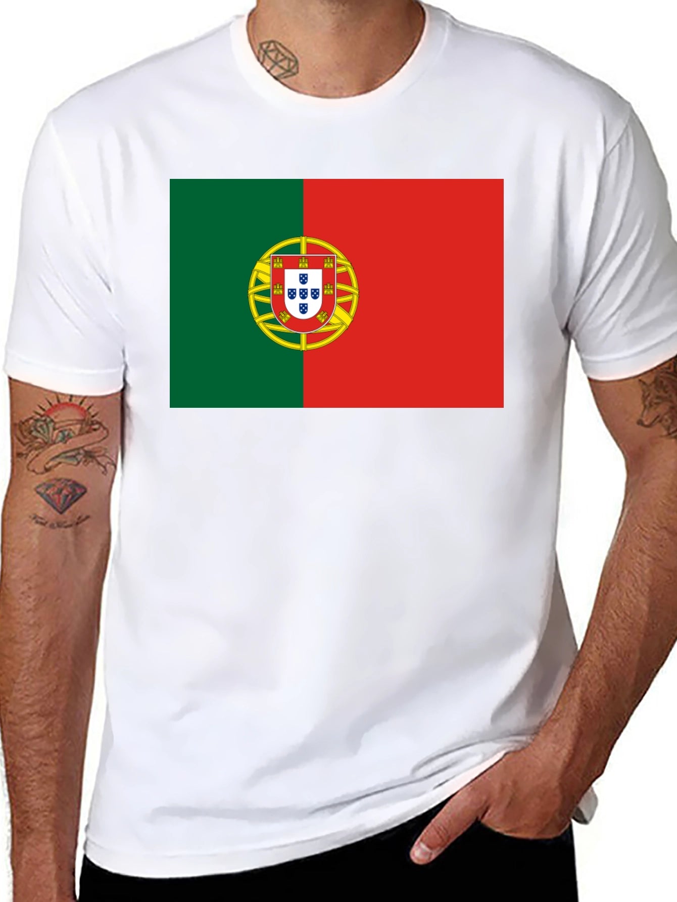 Camiseta Negra con Bandera de Portugal