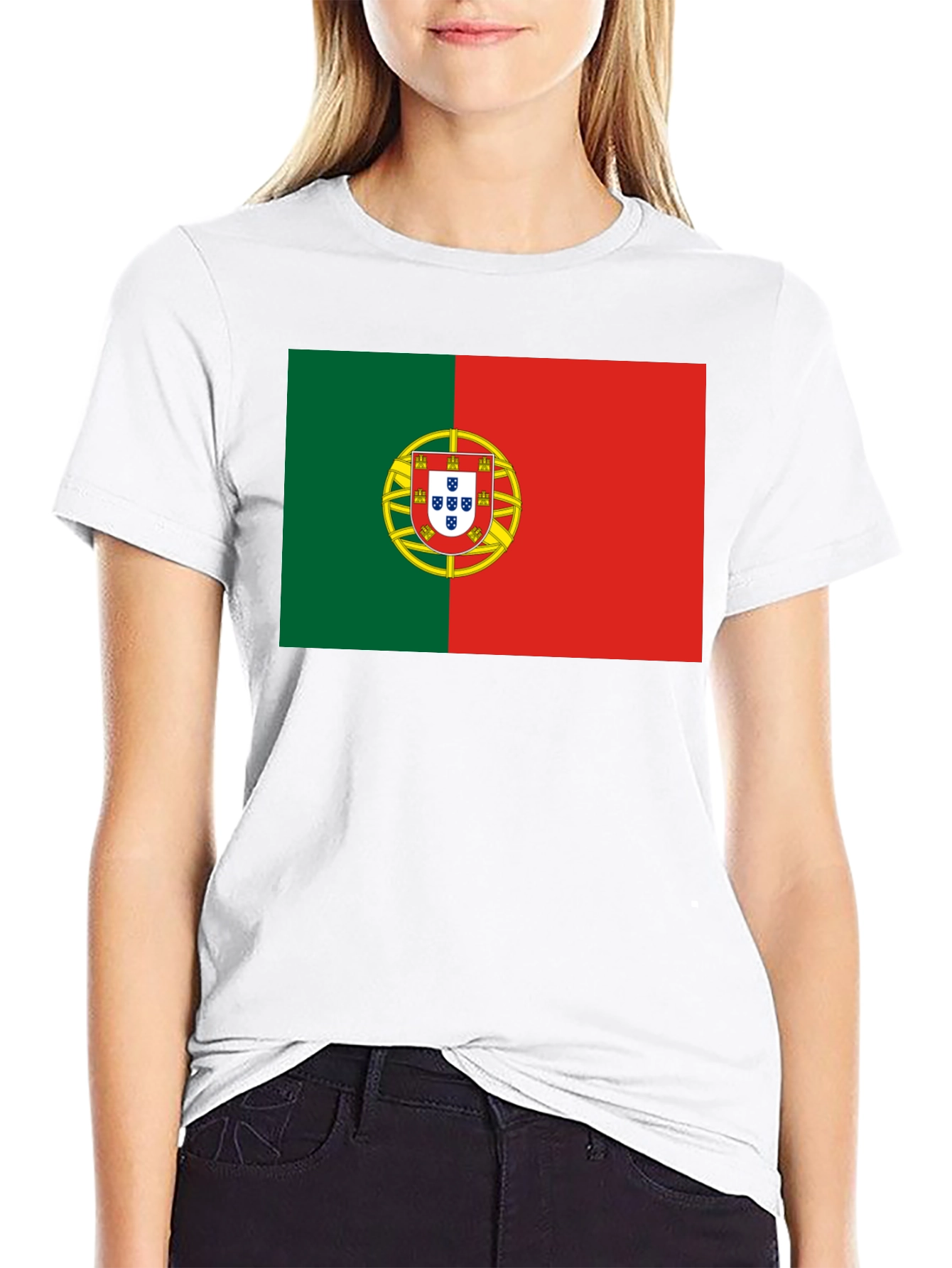 Camiseta Negra con Bandera de Portugal