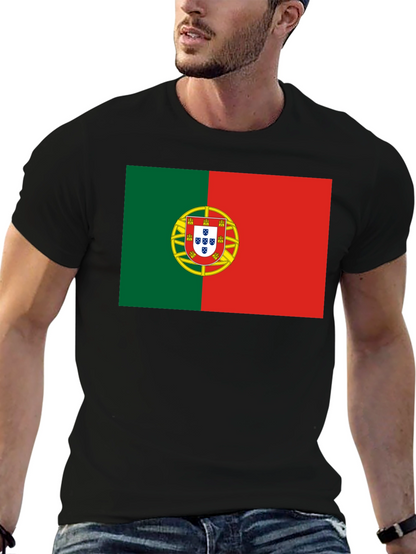 Camiseta Negra con Bandera de Portugal