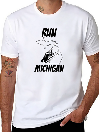 Camiseta Negra Run Michigan para Correr