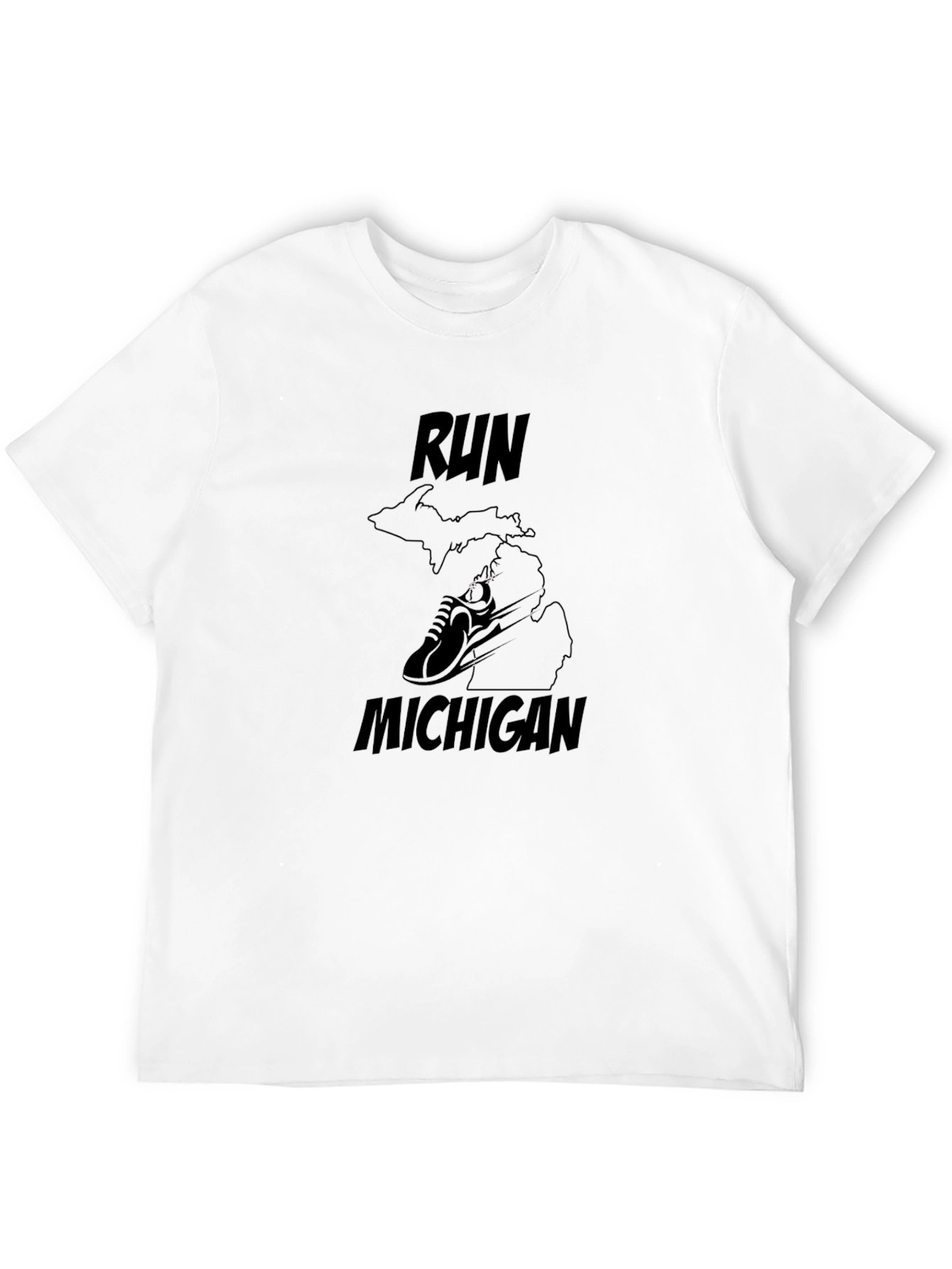 Camiseta Negra Run Michigan para Correr