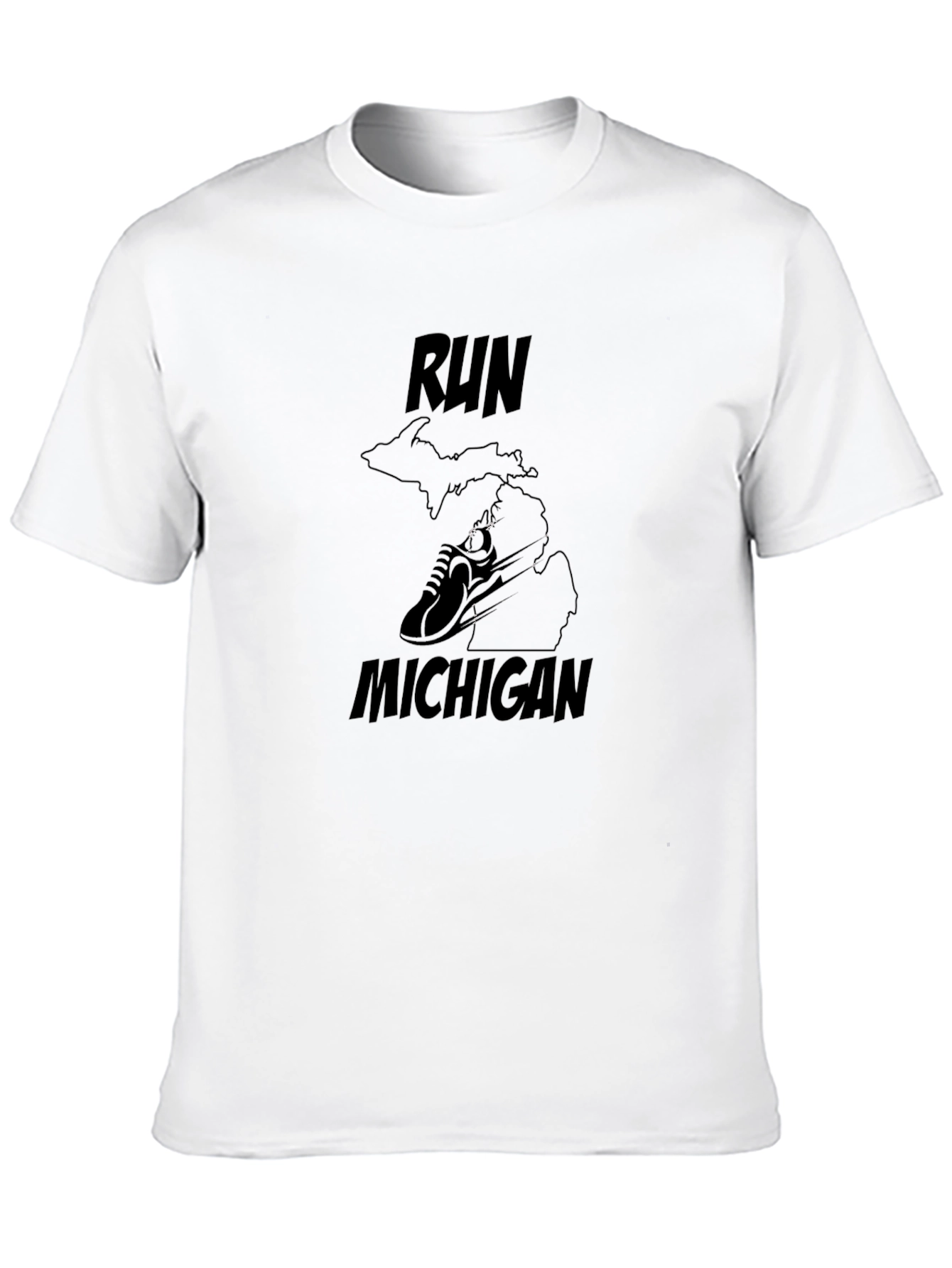 Camiseta Negra Run Michigan para Correr