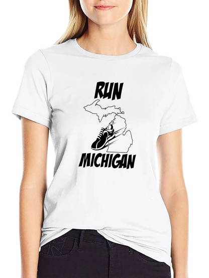 Camiseta Negra Run Michigan para Correr